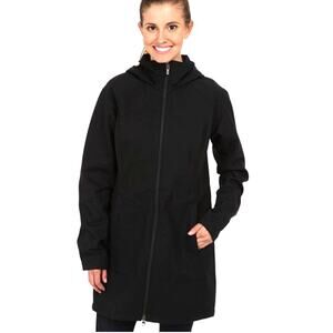 Columbia XS Soft Shell $179 Hooded Rain Jacket Waterproof Trench Coat Black NEW!
